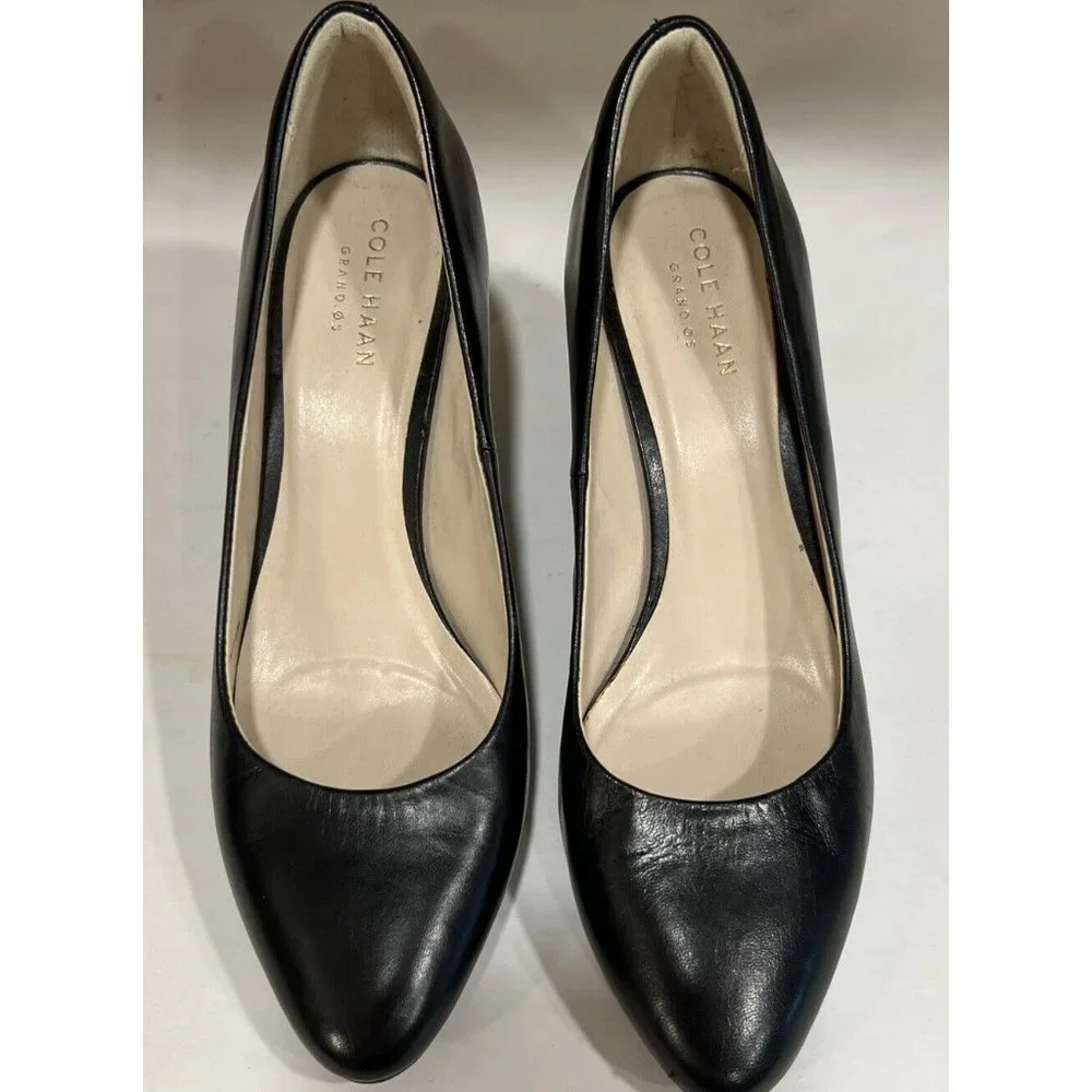 Womens Cole Haan Helen Grand OS Black Leather Pumps Heels Career Business W05333